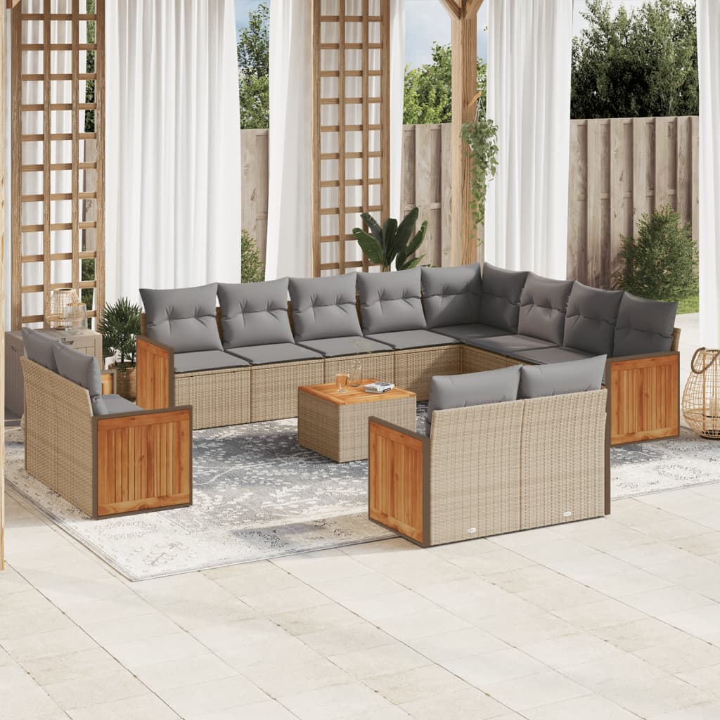 vidaXL 12-piece Lounge Set with Cushions Poly Rattan Black