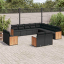 vidaXL 13-Piece Lounge Set with Cushions Poly Rattan Black
