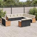 vidaXL 13-Piece Lounge Set with Cushions Poly Rattan Black
