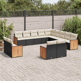 vidaXL 13-Piece Lounge Set with Cushions Poly Rattan Black