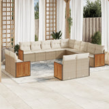 vidaXL 13-Piece Lounge Set with Cushions Poly Rattan Black