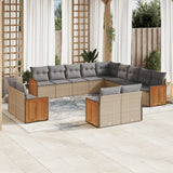 vidaXL 13-Piece Lounge Set with Cushions Poly Rattan Black