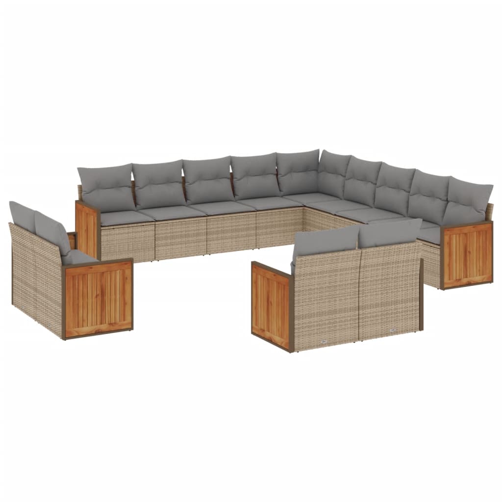 vidaXL 13-Piece Lounge Set with Cushions Poly Rattan Black