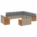 vidaXL 13-Piece Lounge Set with Cushions Poly Rattan Black