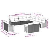 vidaXL 13-Piece Lounge Set with Cushions Poly Rattan Black