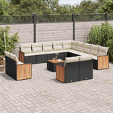 vidaXL 13-Piece Lounge Set with Cushions Poly Rattan Black