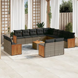 vidaXL 13-Piece Lounge Set with Cushions Poly Rattan Black