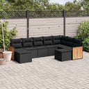 vidaXL 9-piece Poly Rattan Lounge Set with Cushions Black