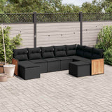 vidaXL 9-piece Poly Rattan Lounge Set with Cushions Black