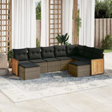 vidaXL 9-piece Poly Rattan Lounge Set with Cushions Black
