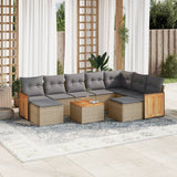 vidaXL 9-piece Poly Rattan Lounge Set with Cushions Black