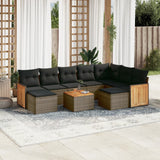 vidaXL 9-piece Poly Rattan Lounge Set with Cushions Black