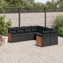 vidaXL 8-Piece Lounge Set with Cushions Poly Rattan Black