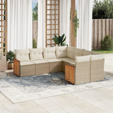 vidaXL 8-Piece Lounge Set with Cushions Poly Rattan Black