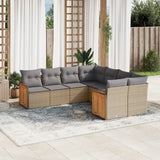 vidaXL 8-Piece Lounge Set with Cushions Poly Rattan Black