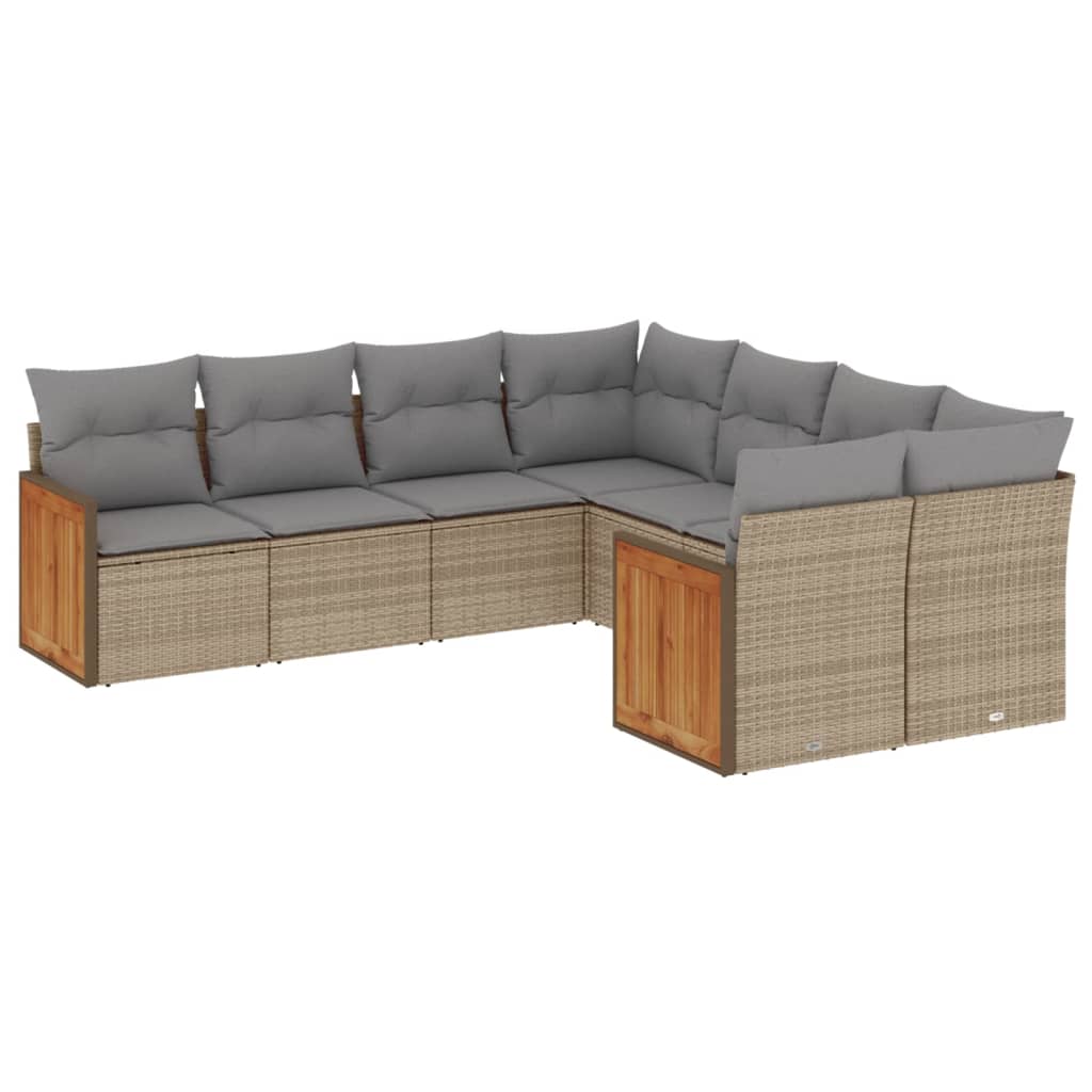 vidaXL 8-Piece Lounge Set with Cushions Poly Rattan Black