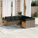 vidaXL 8-Piece Lounge Set with Cushions Poly Rattan Black
