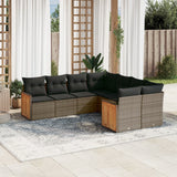 vidaXL 8-Piece Lounge Set with Cushions Poly Rattan Black