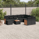 vidaXL 11-Piece Lounge Set with Cushions Poly Rattan Black