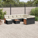 vidaXL 11-Piece Lounge Set with Cushions Poly Rattan Black