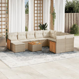 vidaXL 11-Piece Lounge Set with Cushions Poly Rattan Black