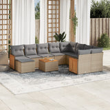 vidaXL 11-Piece Lounge Set with Cushions Poly Rattan Black