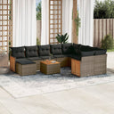 vidaXL 11-Piece Lounge Set with Cushions Poly Rattan Black