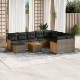vidaXL 11-Piece Lounge Set with Cushions Poly Rattan Black