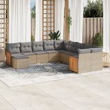 vidaXL 11-Piece Lounge Set with Cushions Poly Rattan Black