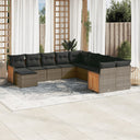 vidaXL 11-Piece Lounge Set with Cushions Poly Rattan Black