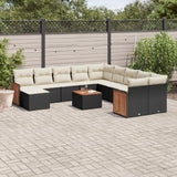 vidaXL 11-Piece Lounge Set with Cushions Poly Rattan Black