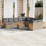 vidaXL 11-Piece Lounge Set with Cushions Poly Rattan Black