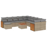 vidaXL 11-Piece Lounge Set with Cushions Poly Rattan Black