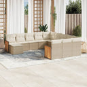 vidaXL 12-delige Loungeset met kussens poly rattan zwart