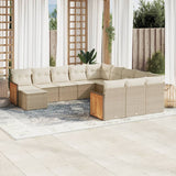 vidaXL 12-delige Loungeset met kussens poly rattan zwart