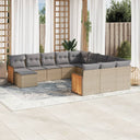 vidaXL 12-delige Loungeset met kussens poly rattan zwart