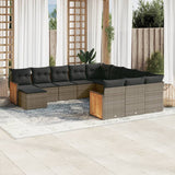 vidaXL 12-delige Loungeset met kussens poly rattan zwart