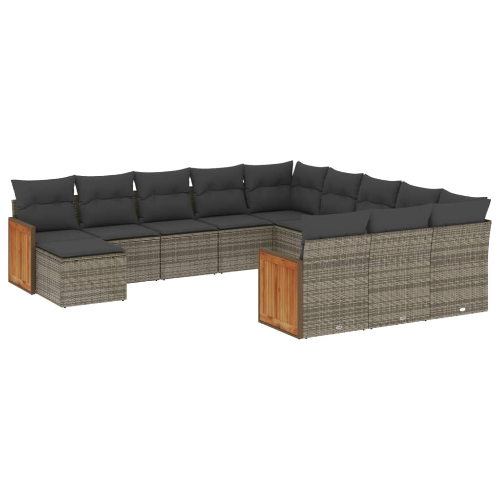 vidaXL 12-delige Loungeset met kussens poly rattan zwart