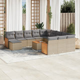 vidaXL 12-delige Loungeset met kussens poly rattan zwart