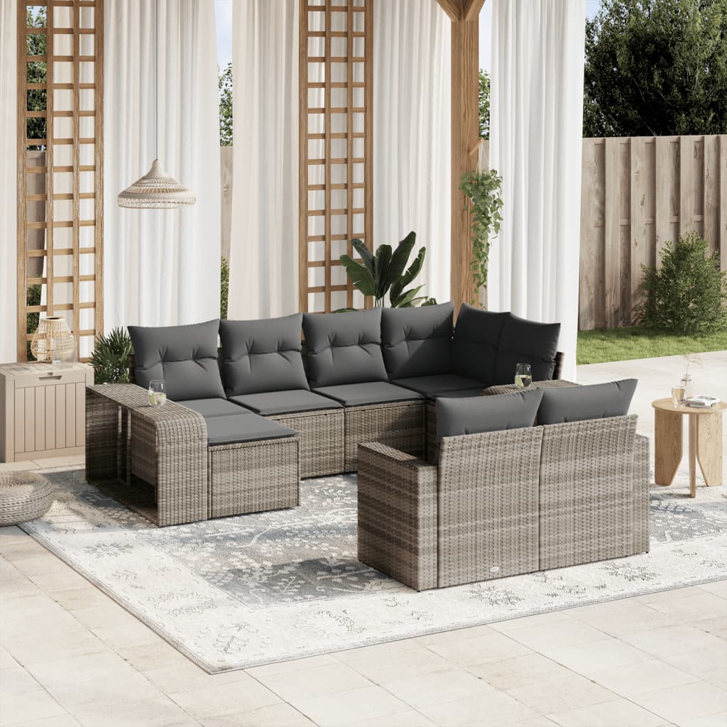 vidaXL 10-delige Loungeset met kussens poly rattan zwart