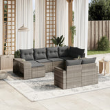 vidaXL 10-delige Loungeset met kussens poly rattan zwart