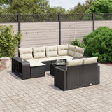 vidaXL 10-delige Loungeset met kussens poly rattan zwart