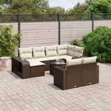 vidaXL 10-delige Loungeset met kussens poly rattan zwart