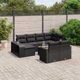 vidaXL 11-Piece Lounge Set with Cushions Poly Rattan Black