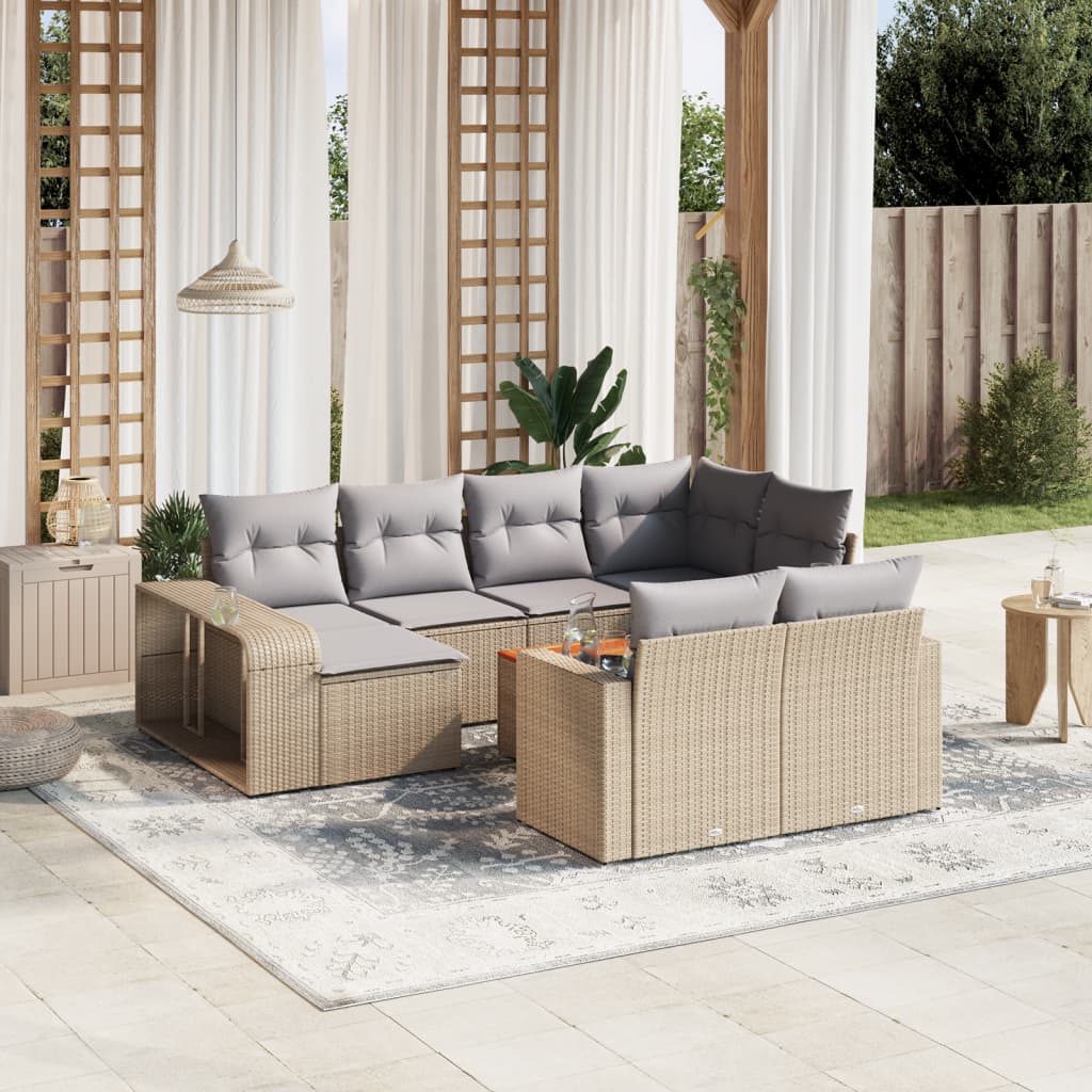 vidaXL 11-Piece Lounge Set with Cushions Poly Rattan Black