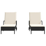 vidaXL Ligstoelen 2 st met kussens poly rattan zwart