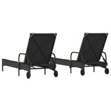 vidaXL Ligstoelen 2 st met kussens poly rattan zwart
