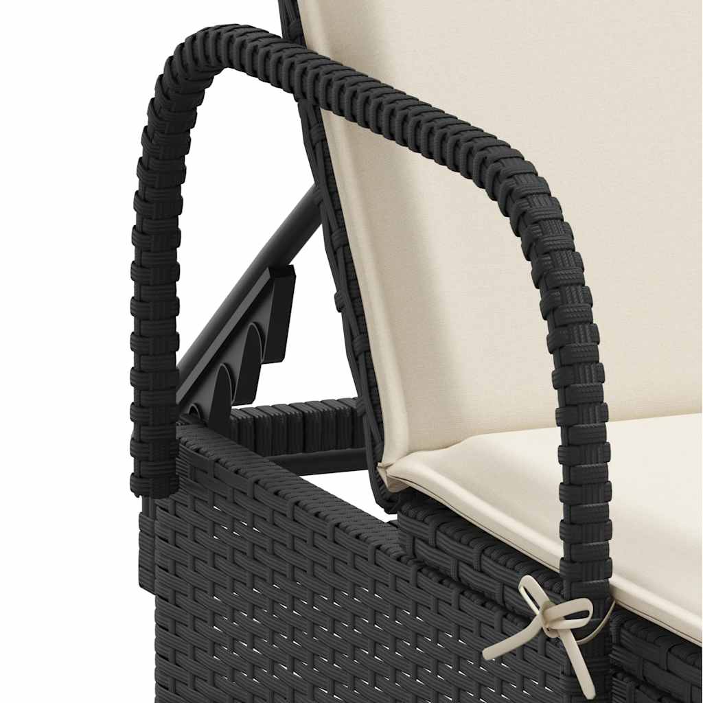 vidaXL Ligstoelen 2 st met kussens poly rattan zwart