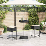vidaXL 3-delige Tuinbarset met kussens poly rattan zwart