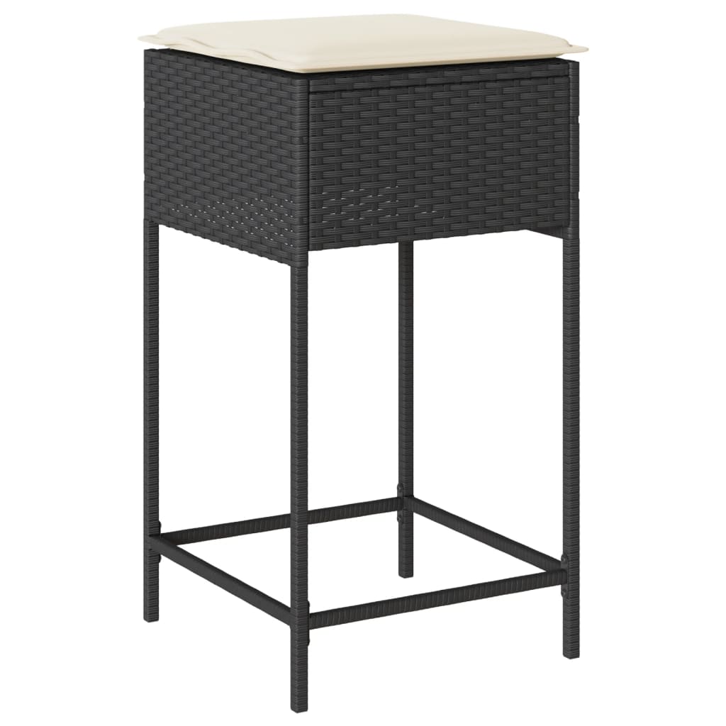 vidaXL 3-delige Tuinbarset met kussens poly rattan grijs